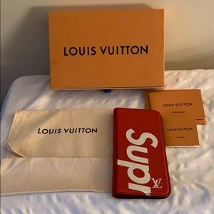 Authentic USED LV x supreme iPhone 7+ folio epi